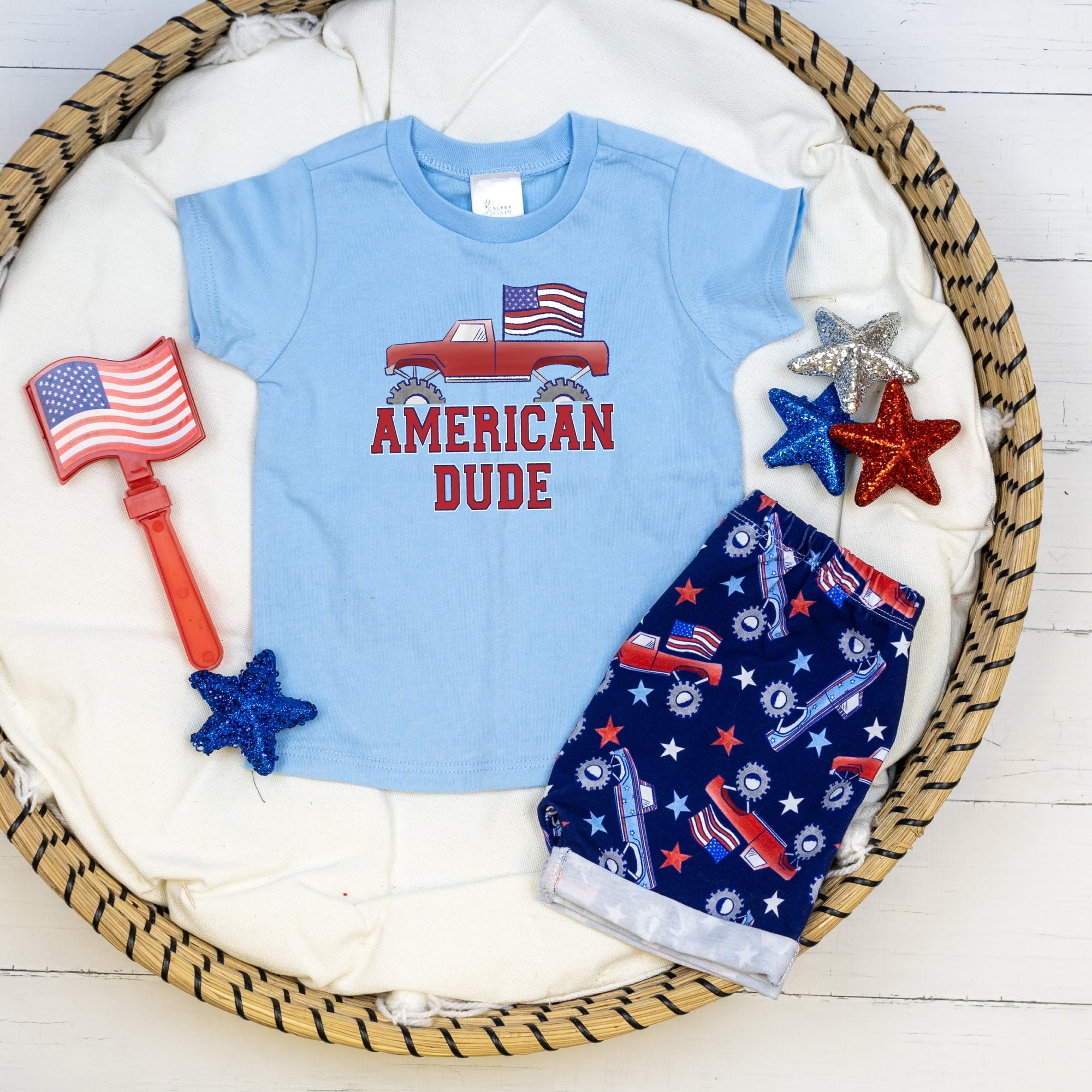 Cuddle Sleep Dream American Dude | Light Blue Tee
