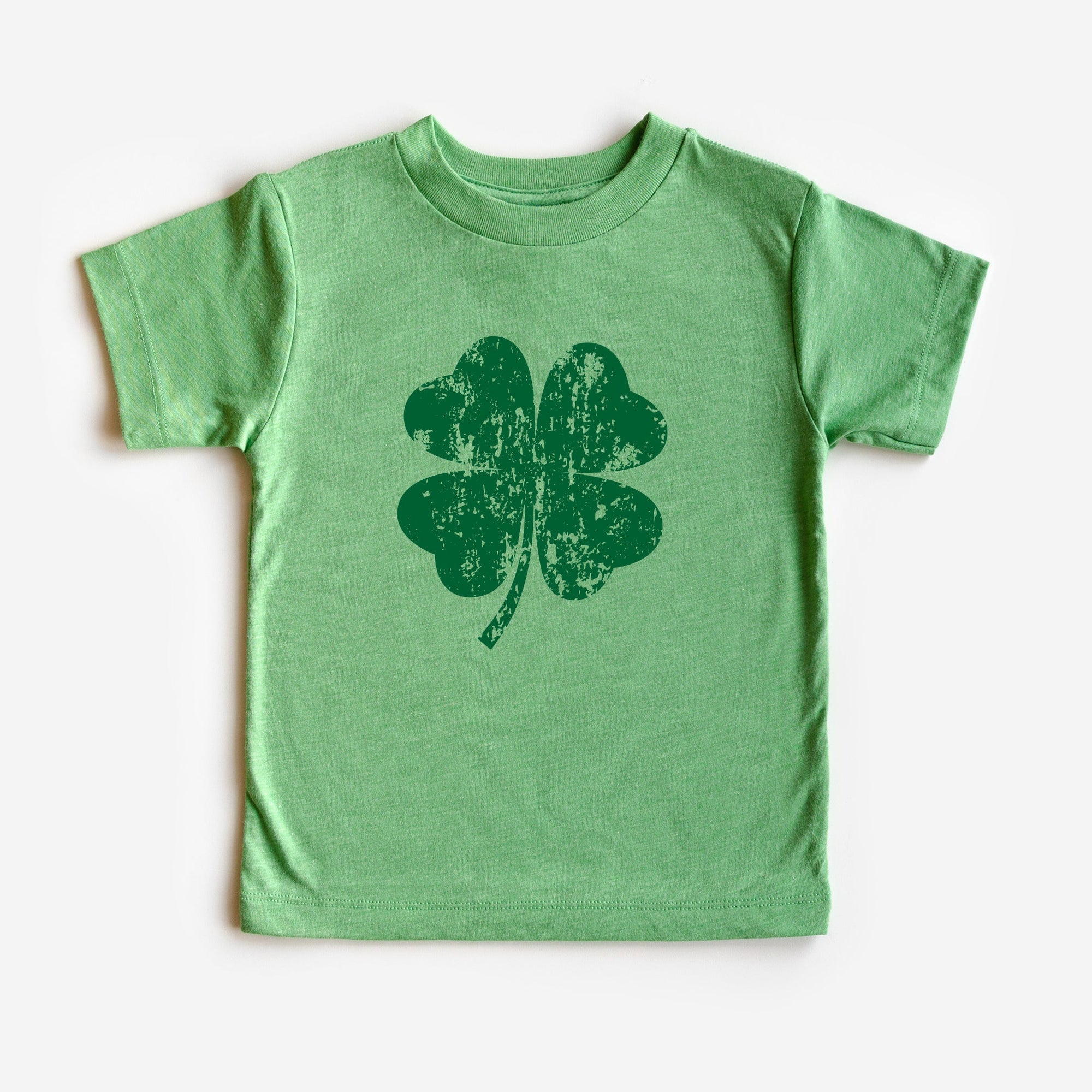 Cuddle Sleep Dream Graphic Tee Distressed Four Leaf Clover | Kids Green Triblend Tshirt