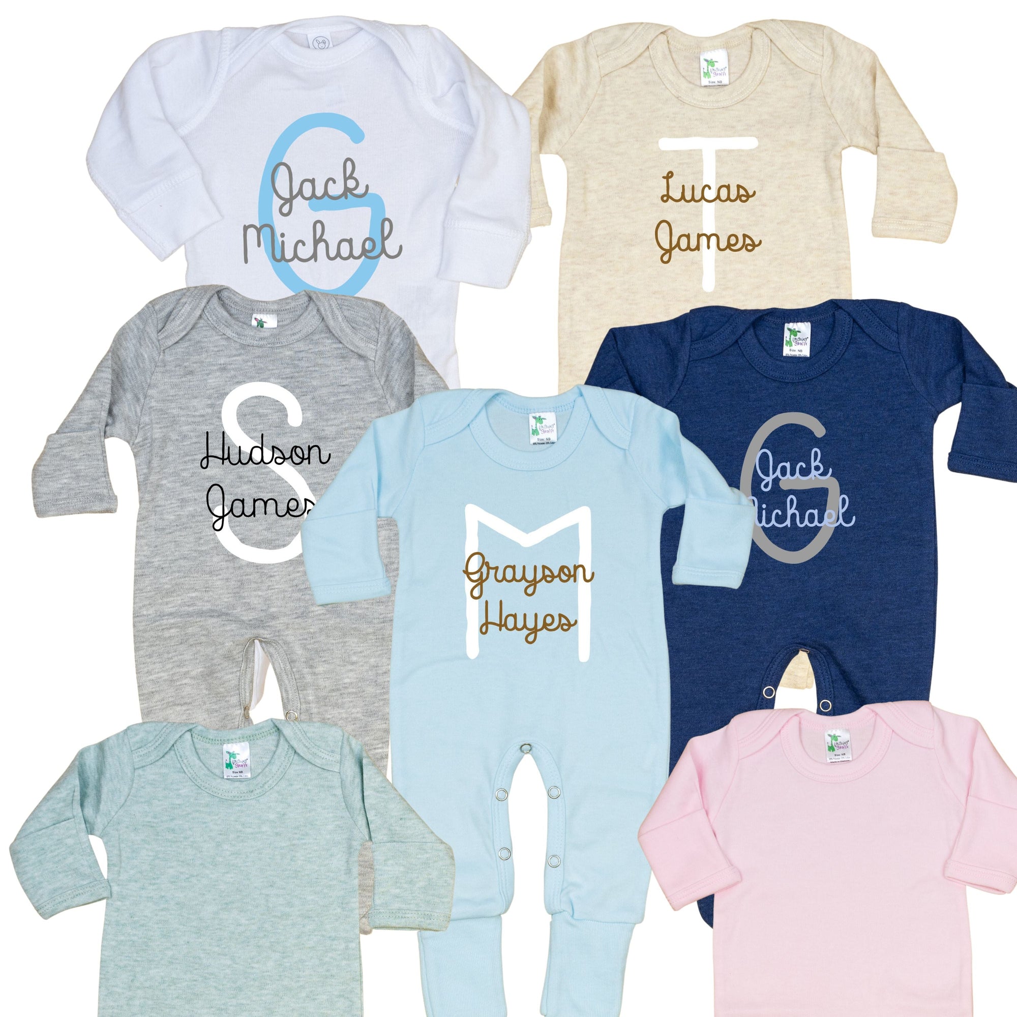 Cuddle Sleep Dream Baby One-Pieces Personalized Newborn Romper with Big Initial.