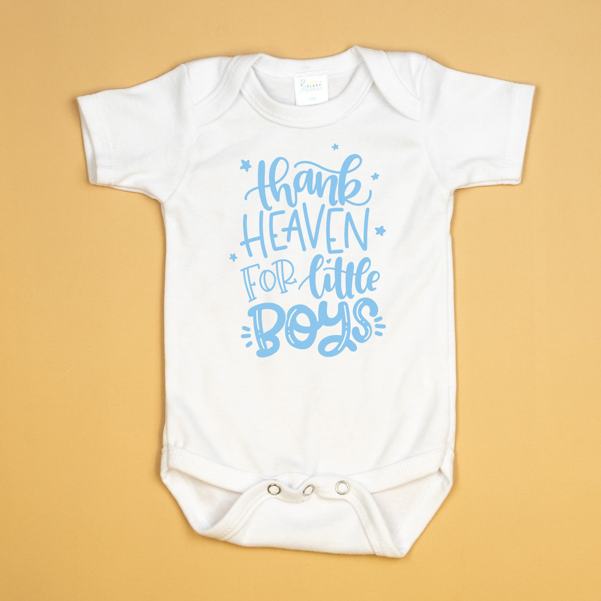 Cuddle Sleep Dream Thank Heaven | Baby Boy Baptism White Bodysuit