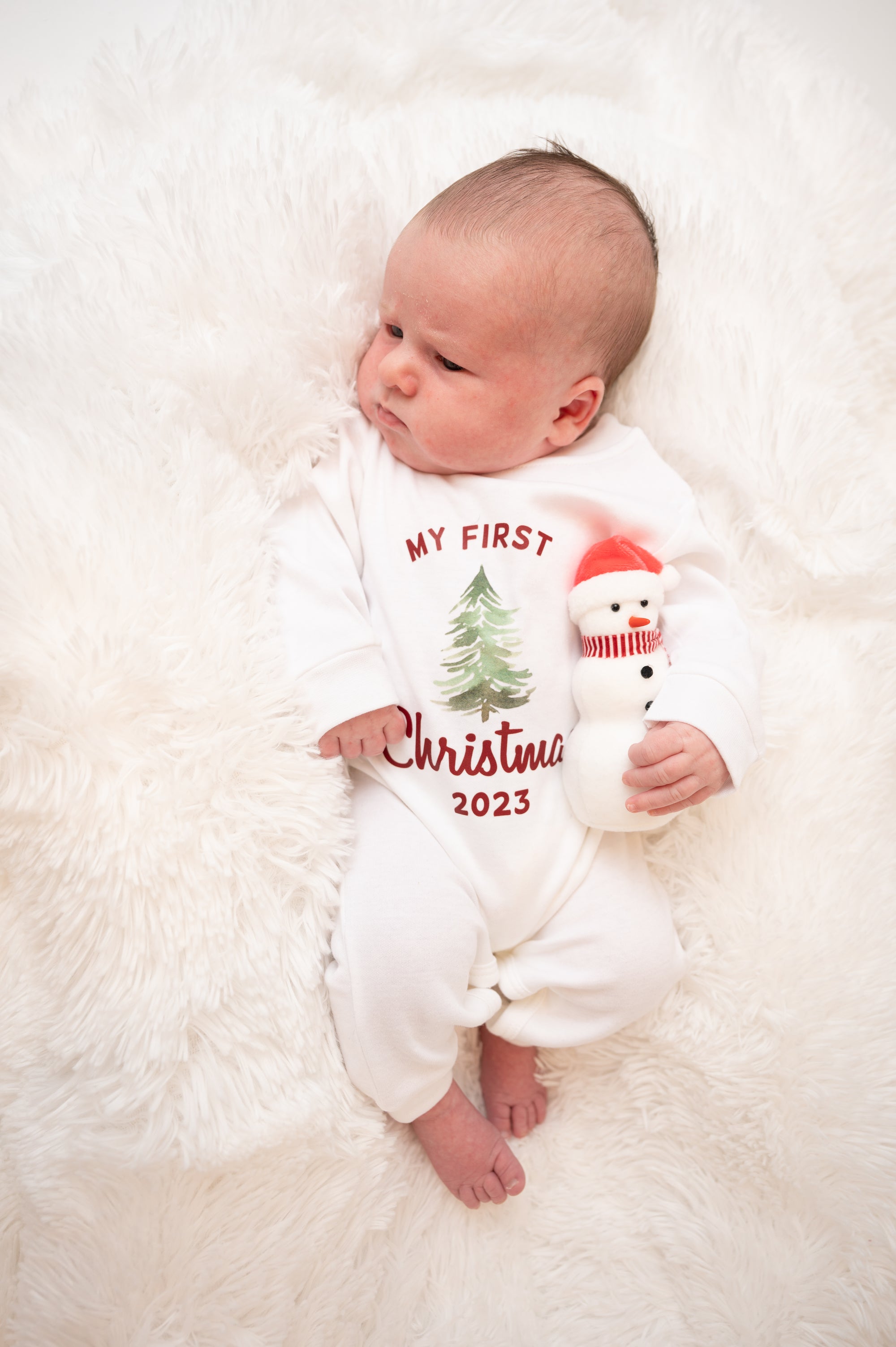 My First Christmas w/ Tree | White Long Romper