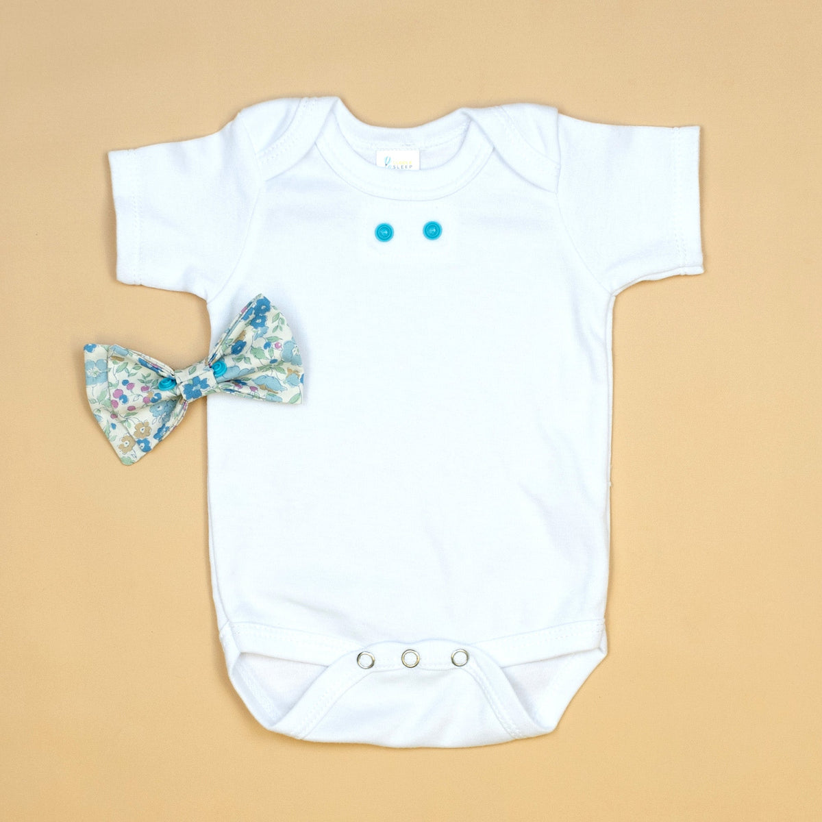 Cuddle Sleep Dream Bowtie Bodysuit Blue Floral Bowtie Bodysuit