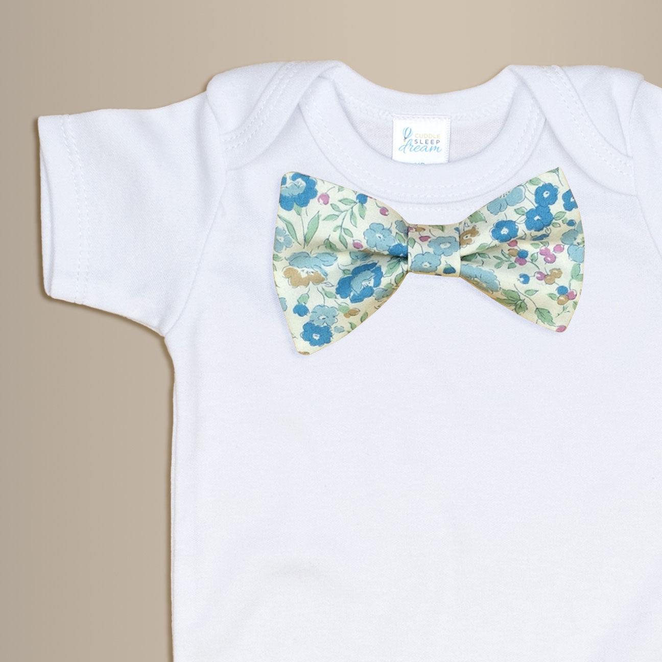 Cuddle Sleep Dream Bowtie Bodysuit Blue Floral Bowtie Bodysuit