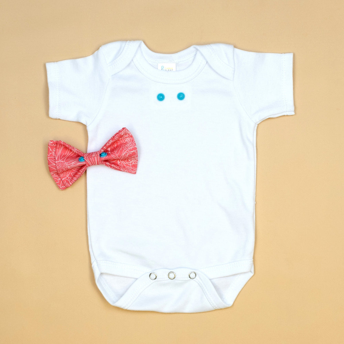 Cuddle Sleep Dream Bowtie Bodysuit Bright Coral Floral Bowtie Bodysuit