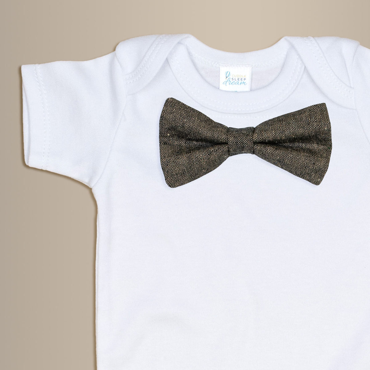 Cuddle Sleep Dream Bowtie Bodysuit Brown Linen Bowtie Bodysuit