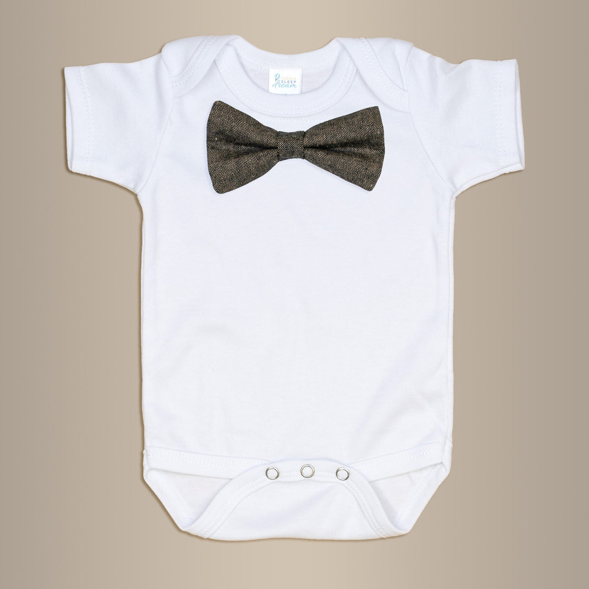 Cuddle Sleep Dream Bowtie Bodysuit Brown Linen Bowtie Bodysuit