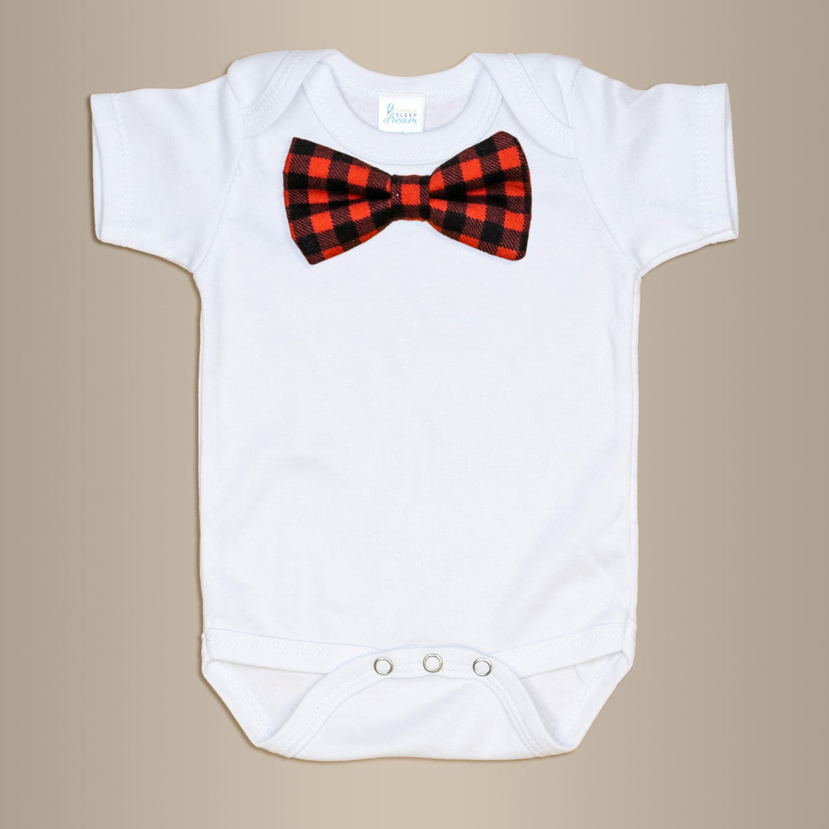 Cuddle Sleep Dream Bowtie Bodysuit Buffalo Plaid Flannel Bowtie Bodysuit