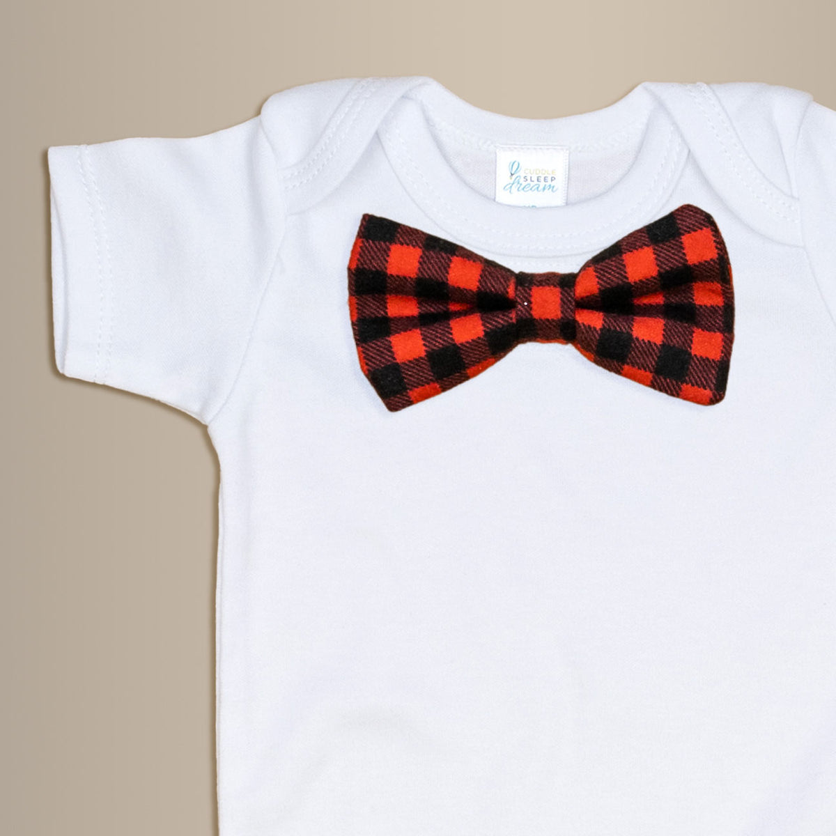 Cuddle Sleep Dream Bowtie Bodysuit Buffalo Plaid Flannel Bowtie Bodysuit