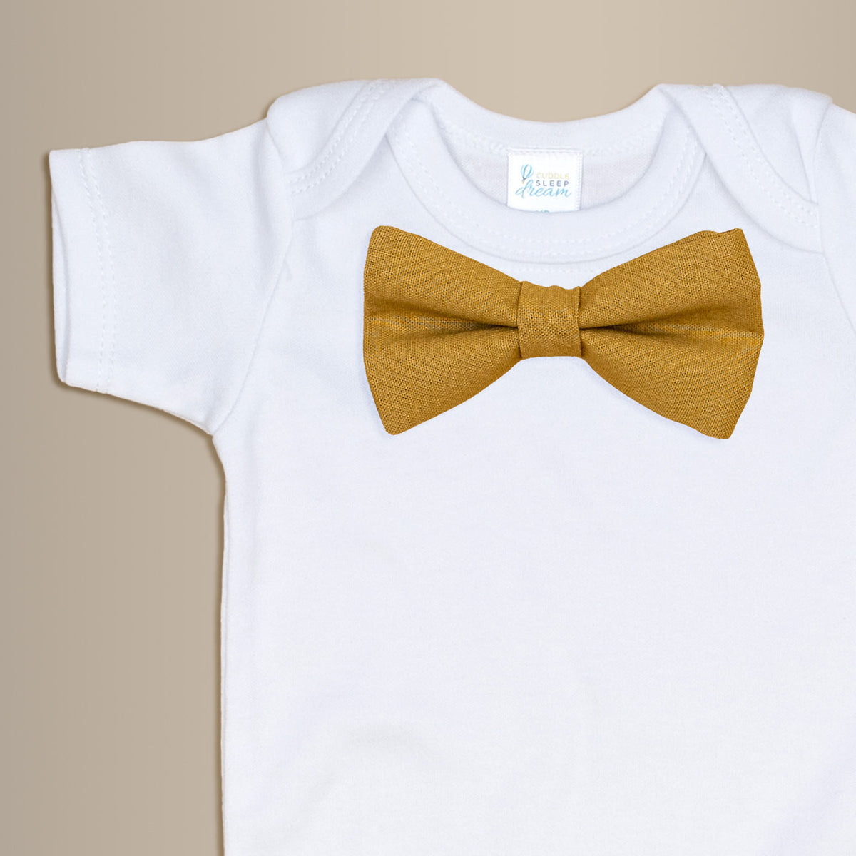 Cuddle Sleep Dream Bowtie Bodysuit Caramel Linen Bowtie Bodysuit
