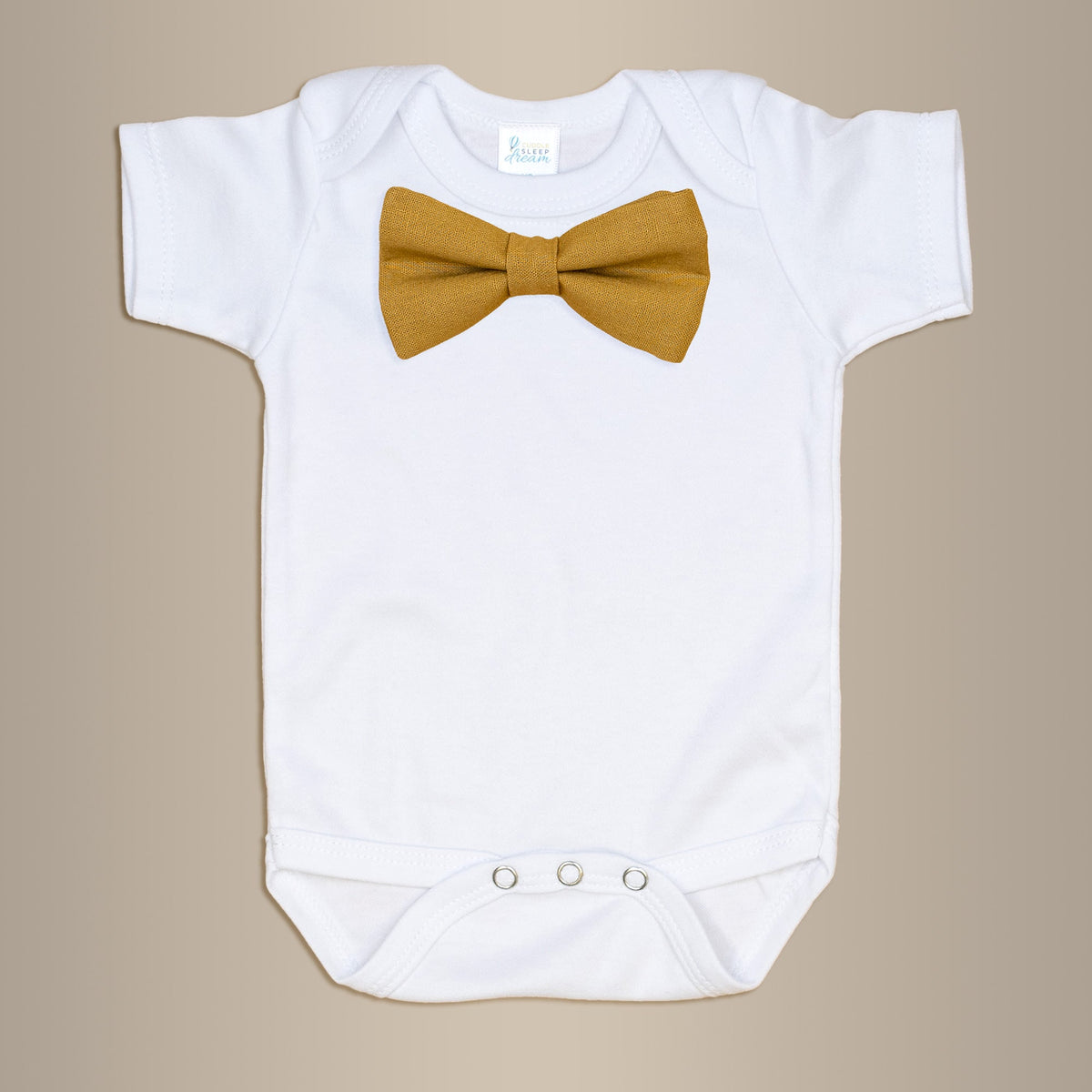 Cuddle Sleep Dream Bowtie Bodysuit Caramel Linen Bowtie Bodysuit