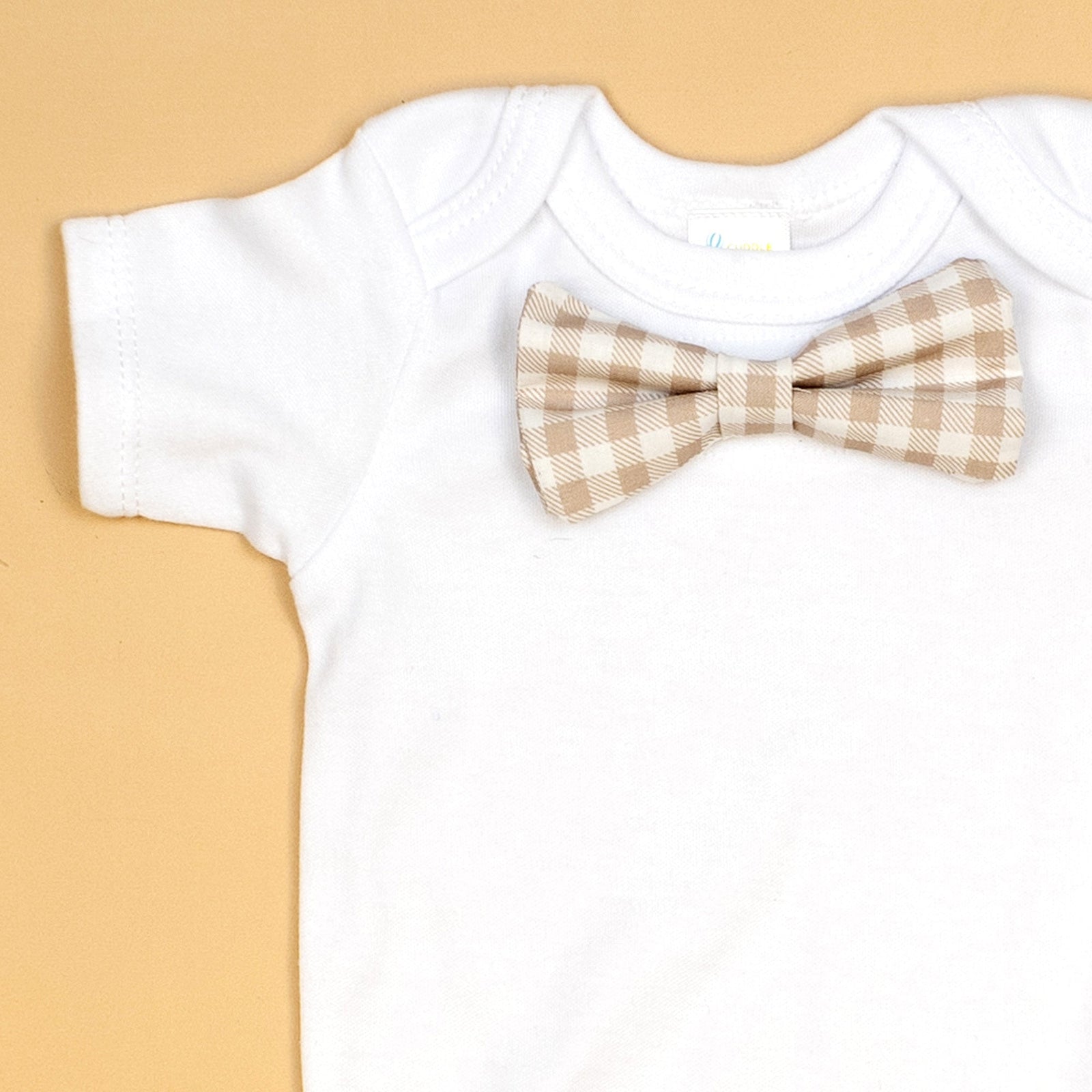 Cuddle Sleep Dream Bowtie Bodysuit Fawn Check Bowtie Bodysuit
