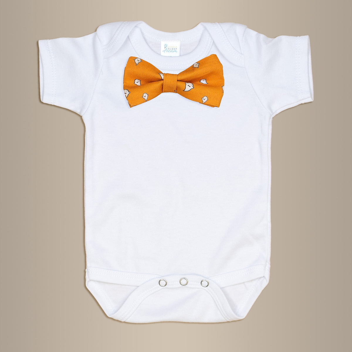 Cuddle Sleep Dream Bowtie Bodysuit Ghosts on Orange Bowtie Bodysuit