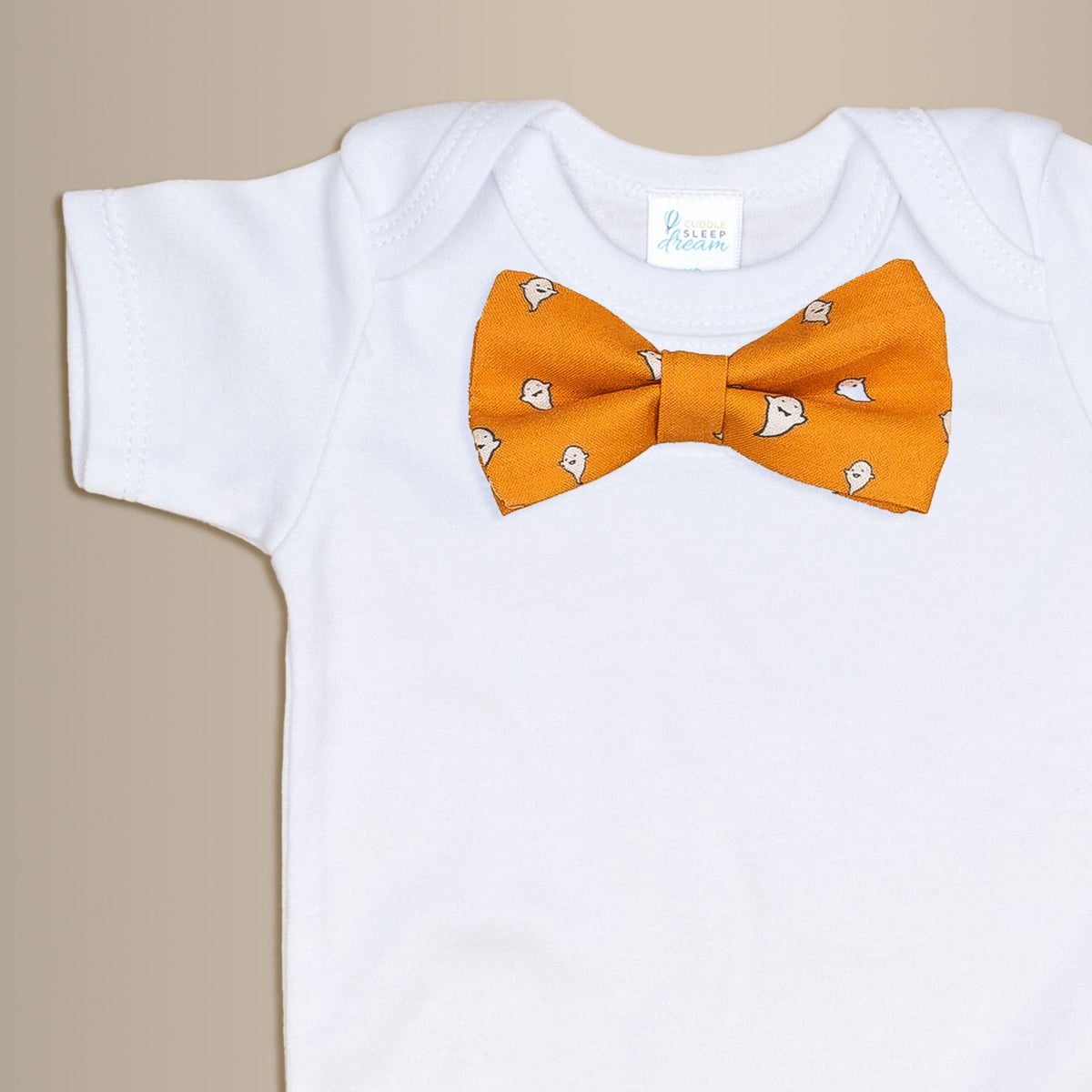 Cuddle Sleep Dream Bowtie Bodysuit Ghosts on Orange Bowtie Bodysuit