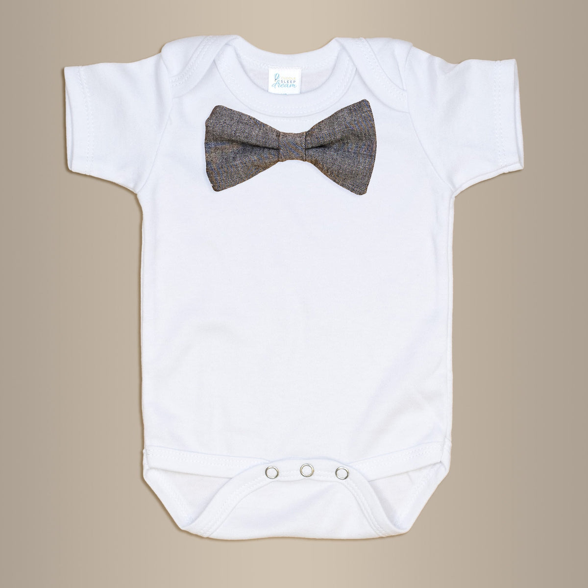 Cuddle Sleep Dream Bowtie Bodysuit Gray Chambray Bowtie Bodysuit