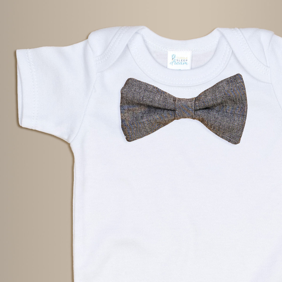 Cuddle Sleep Dream Bowtie Bodysuit Gray Chambray Bowtie Bodysuit