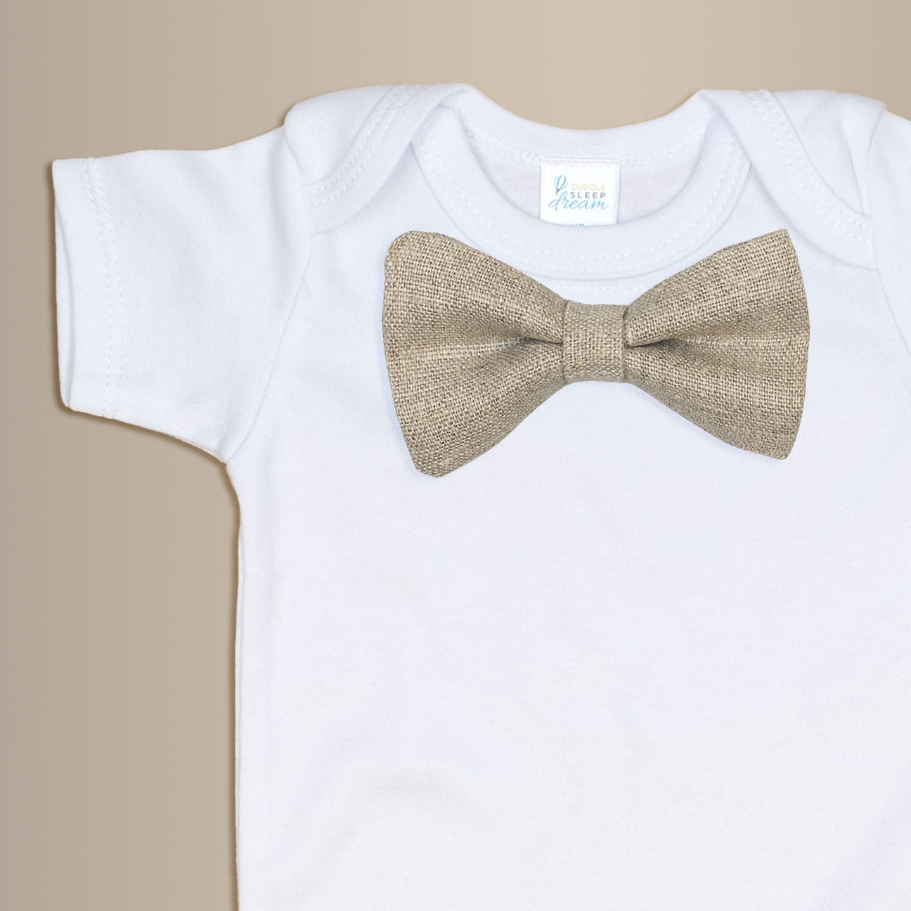 Cuddle Sleep Dream Bowtie Bodysuit Natural Linen Bowtie Bodysuit