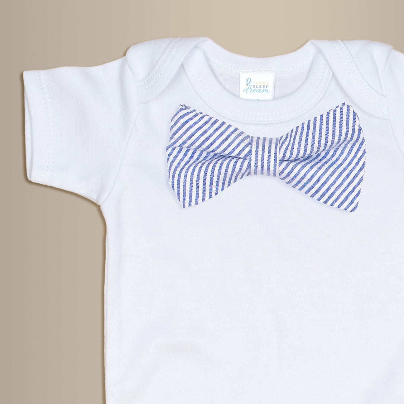 Cuddle Sleep Dream Bowtie Bodysuit Navy Seersucker Bowtie Bodysuit