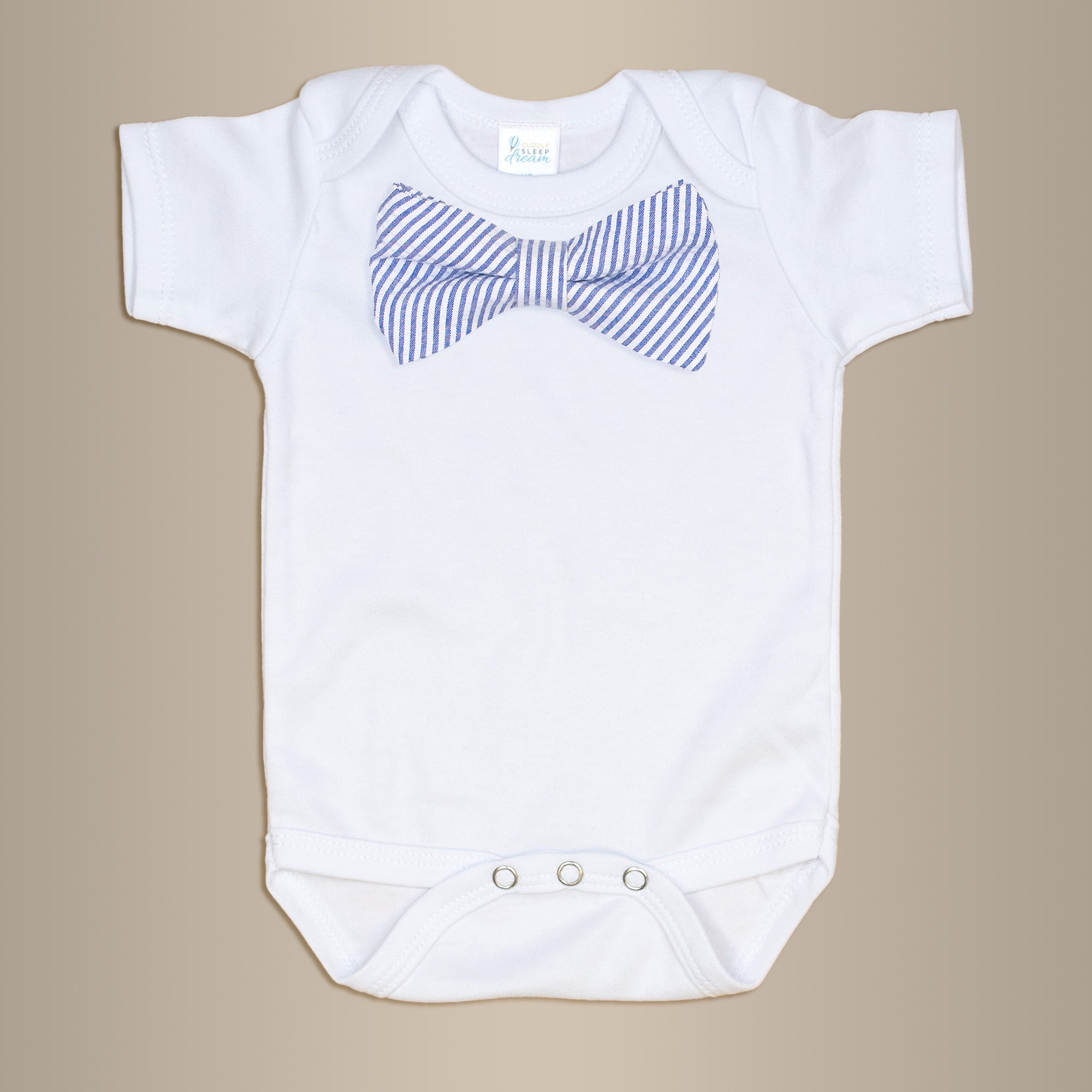 Cuddle Sleep Dream Bowtie Bodysuit Navy Seersucker Bowtie Bodysuit