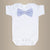 Cuddle Sleep Dream Bowtie Bodysuit Navy Seersucker Bowtie Bodysuit