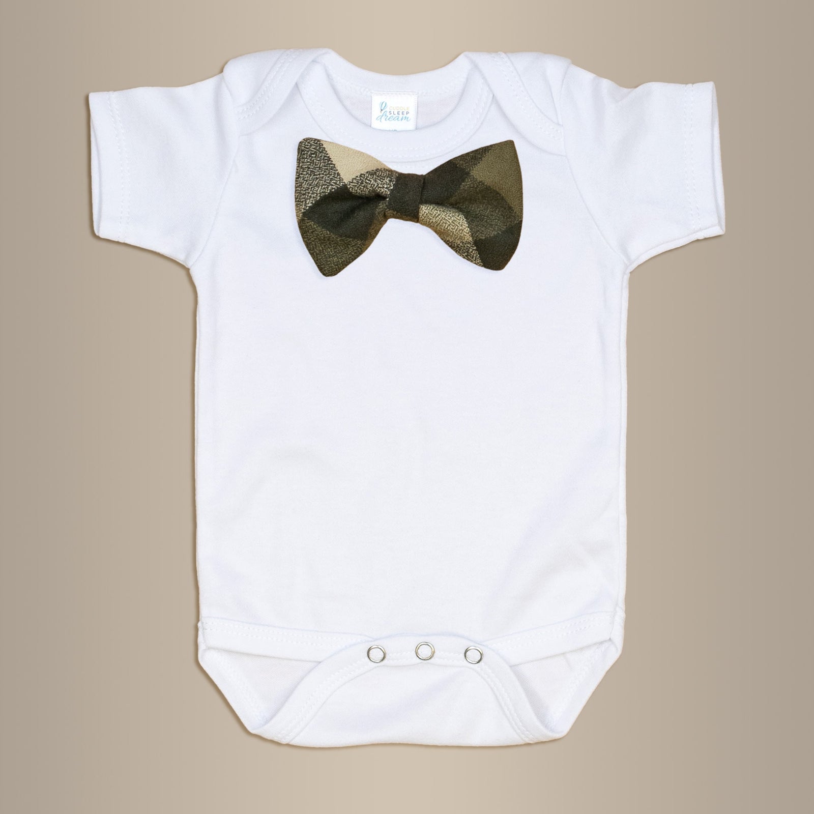Cuddle Sleep Dream Bowtie Bodysuit Olive & Brown Plaid Bowtie Bodysuit