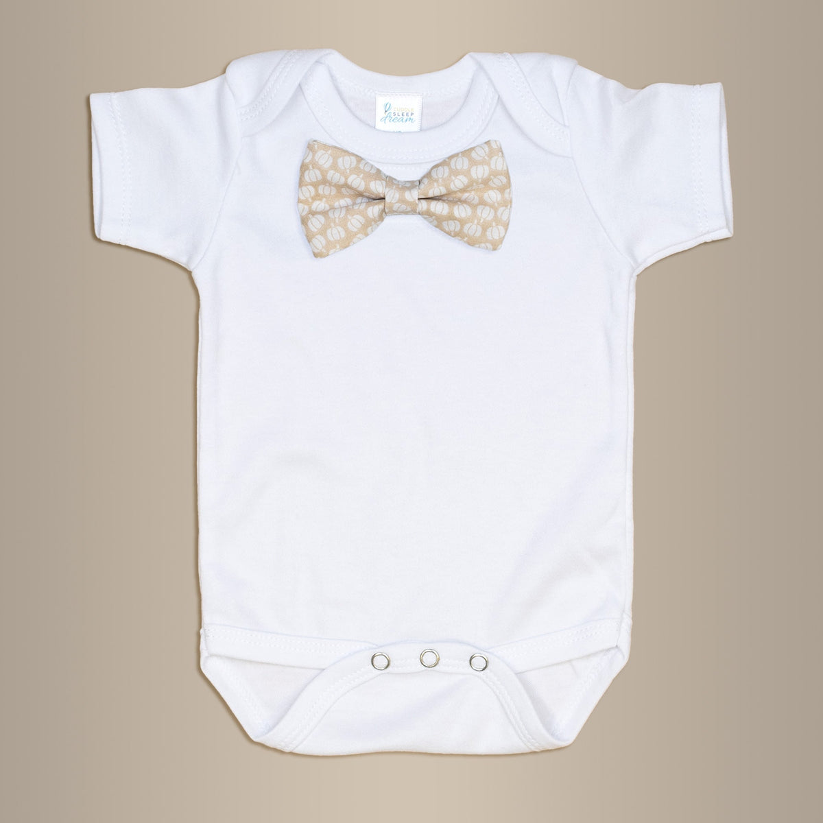 Cuddle Sleep Dream Bowtie Bodysuit Pumpkins on Beige Bowtie Bodysuit