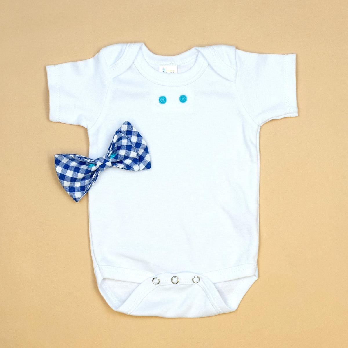 Cuddle Sleep Dream Bowtie Bodysuit Royal Blue Check Bowtie Bodysuit
