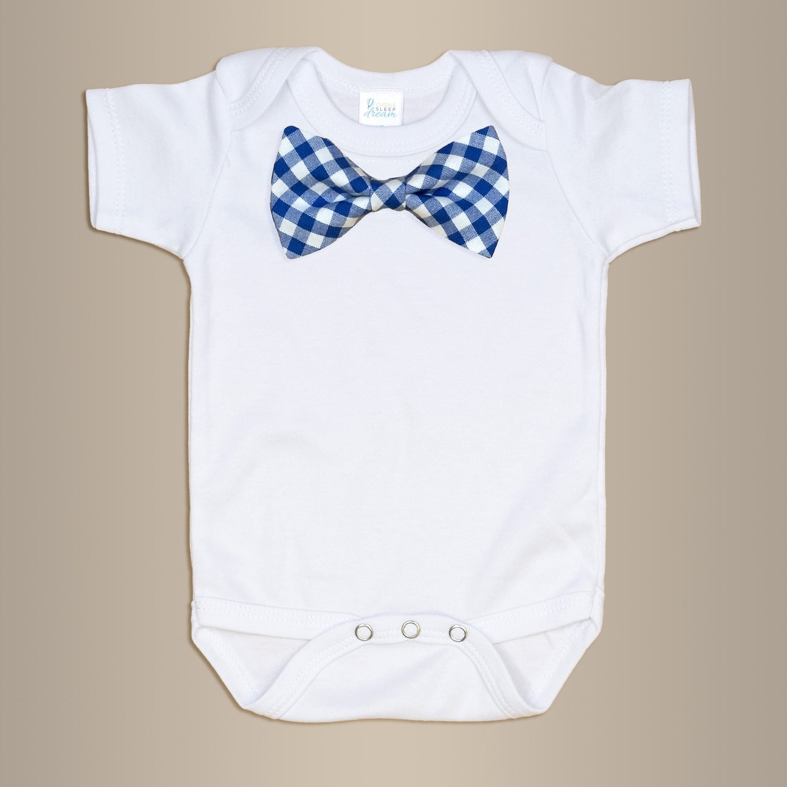 Cuddle Sleep Dream Bowtie Bodysuit Royal Blue Check Bowtie Bodysuit