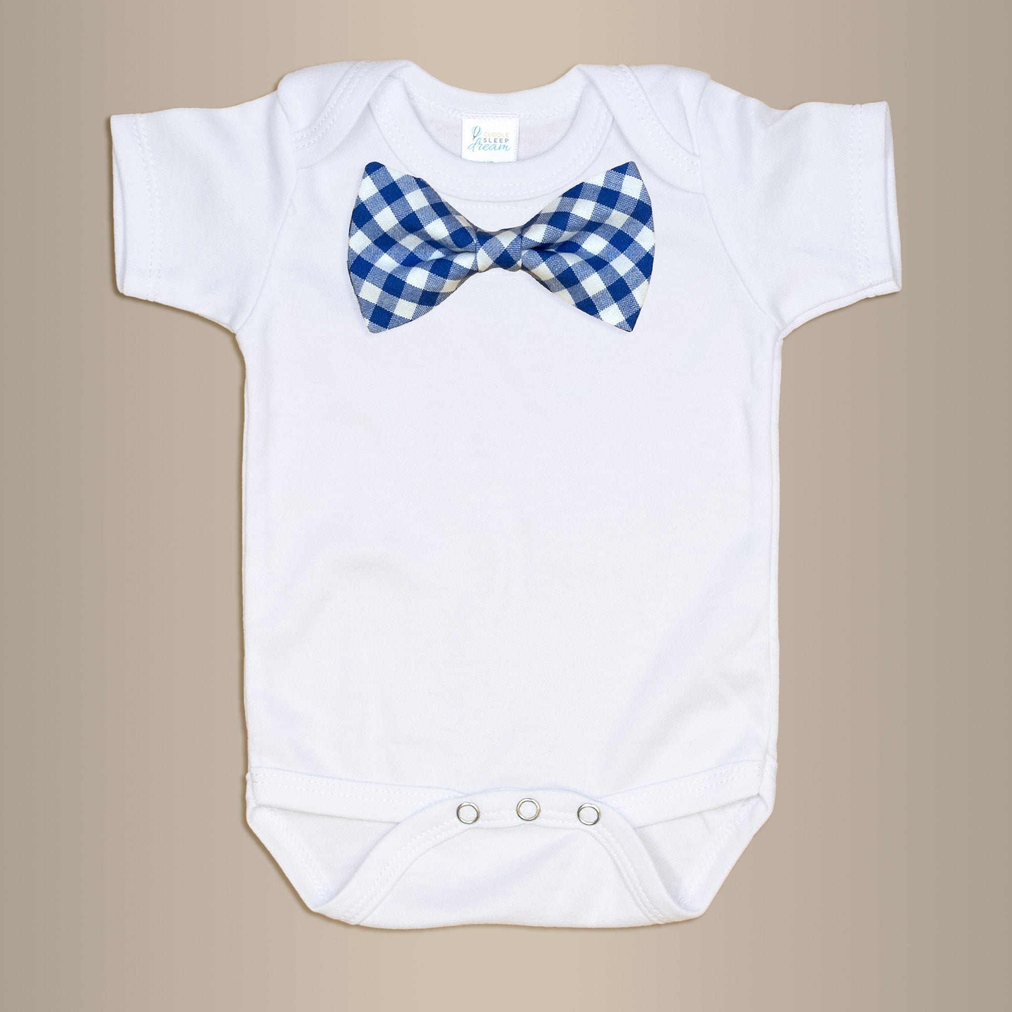 Cuddle Sleep Dream Bowtie Bodysuit Royal Blue Check Bowtie Bodysuit