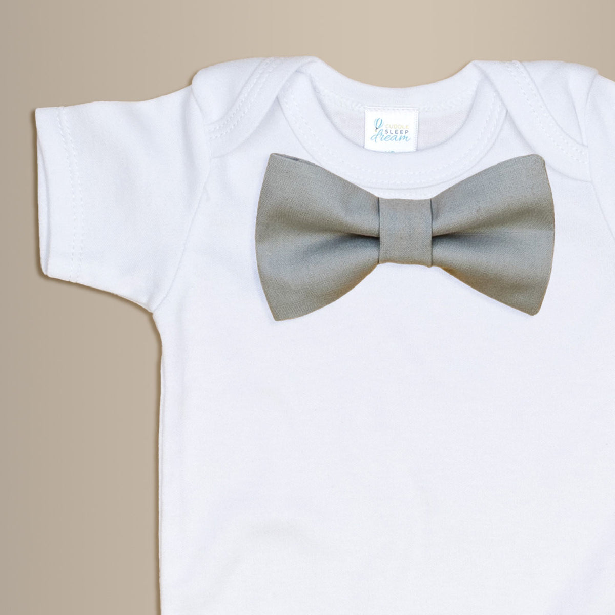 Cuddle Sleep Dream Bowtie Bodysuit Solid Light Gray Bowtie Bodysuit