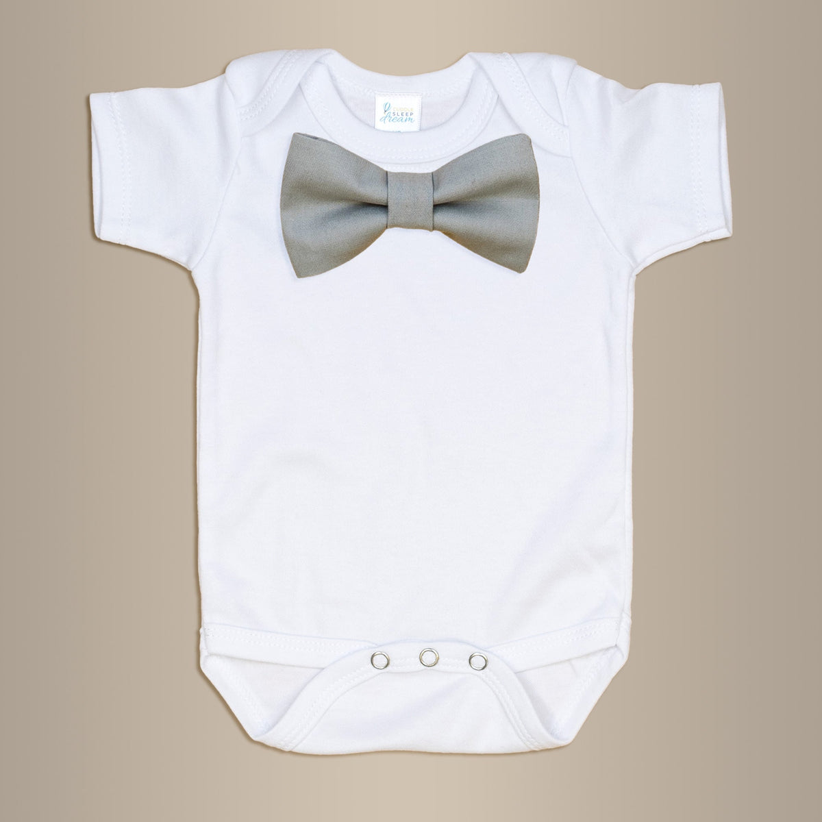 Cuddle Sleep Dream Bowtie Bodysuit Solid Light Gray Bowtie Bodysuit