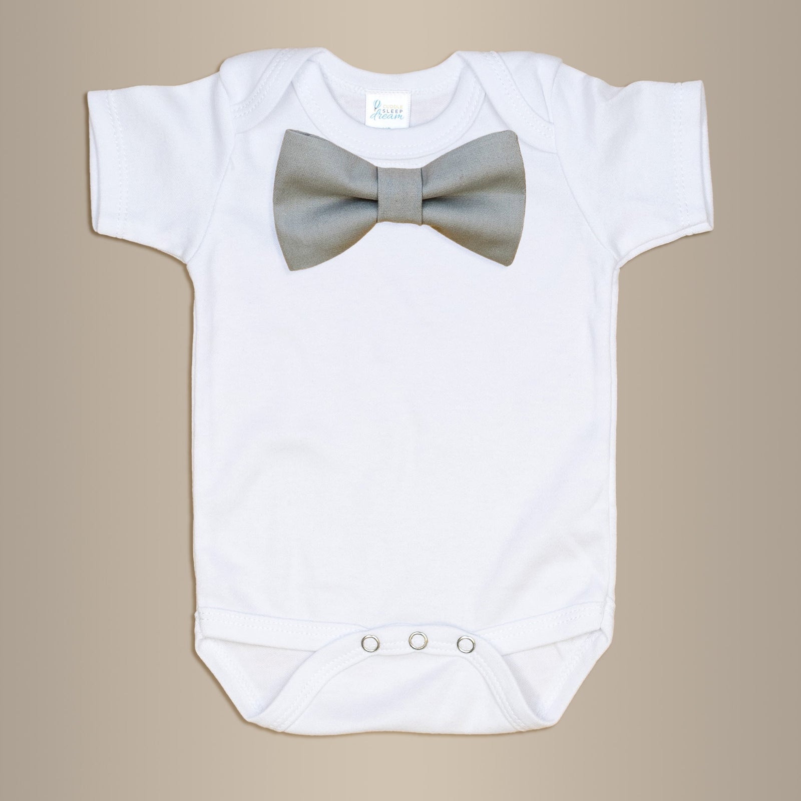 Cuddle Sleep Dream Bowtie Bodysuit Solid Light Gray Bowtie Bodysuit