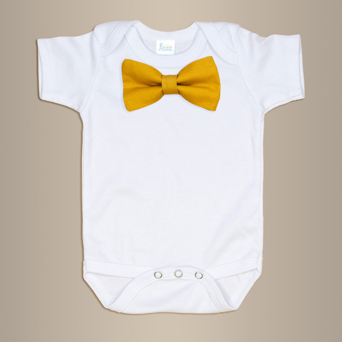 Cuddle Sleep Dream Bowtie Bodysuit Solid Mustard Bowtie Bodysuit