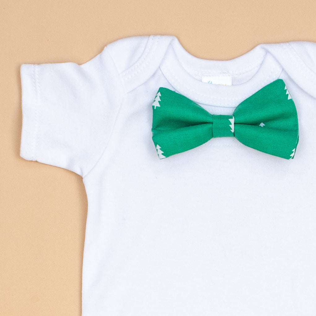 Cuddle Sleep Dream Bowtie Bodysuit Tiny Trees in Green Bowtie Bodysuit