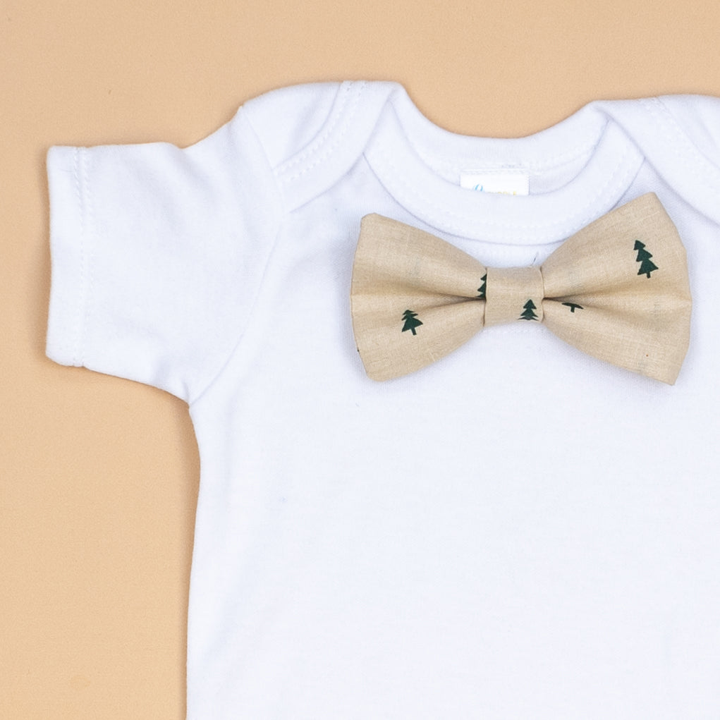 Cuddle Sleep Dream Bowtie Bodysuit Tiny Trees in Natural Bowtie Bodysuit