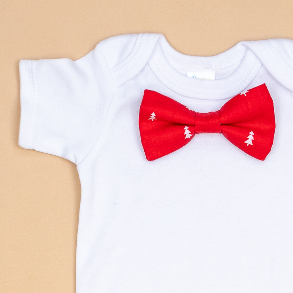 Cuddle Sleep Dream Bowtie Bodysuit Tiny Trees in Red Bowtie Bodysuit