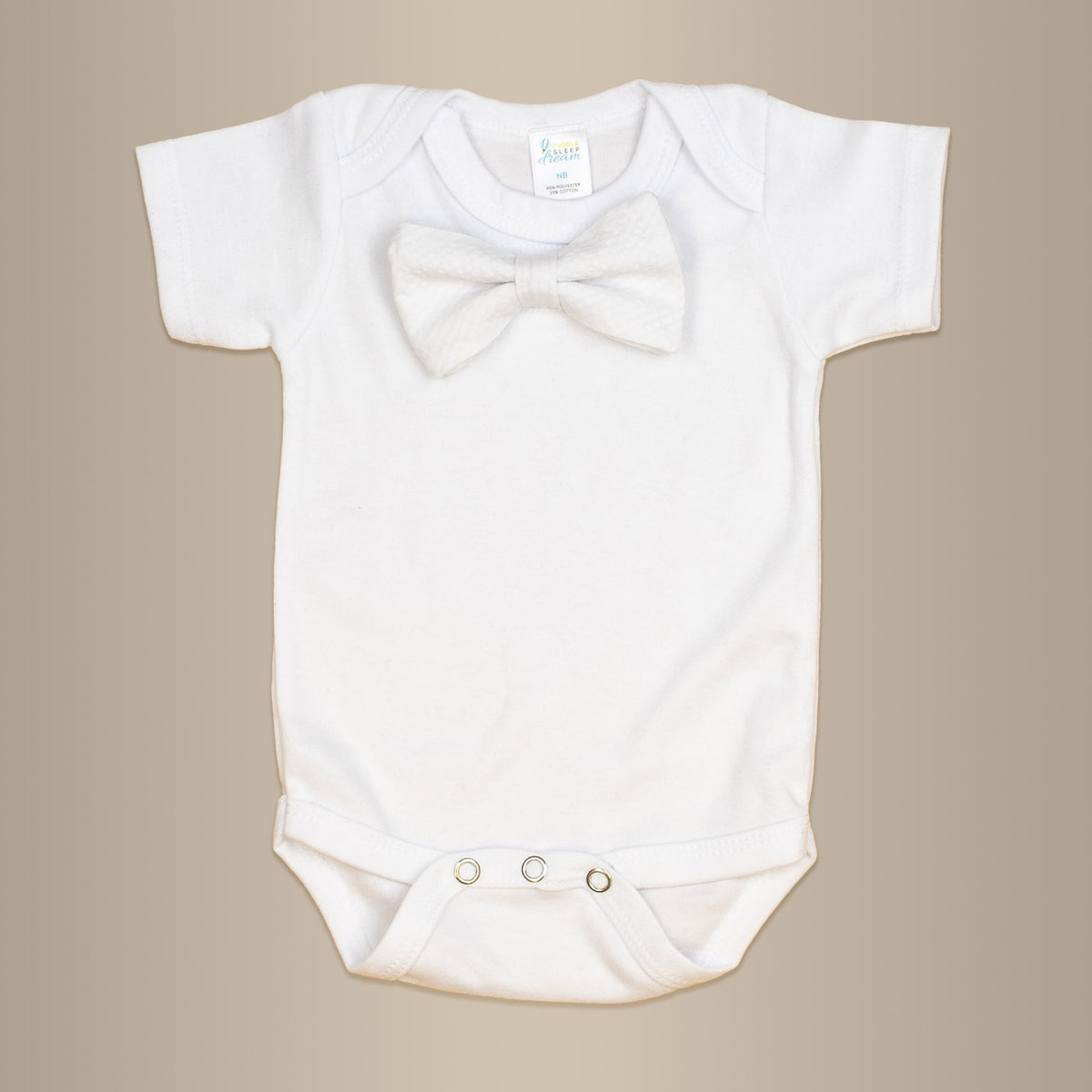 Cuddle Sleep Dream Bowtie Bodysuit White Seersucker Bowtie Bodysuit