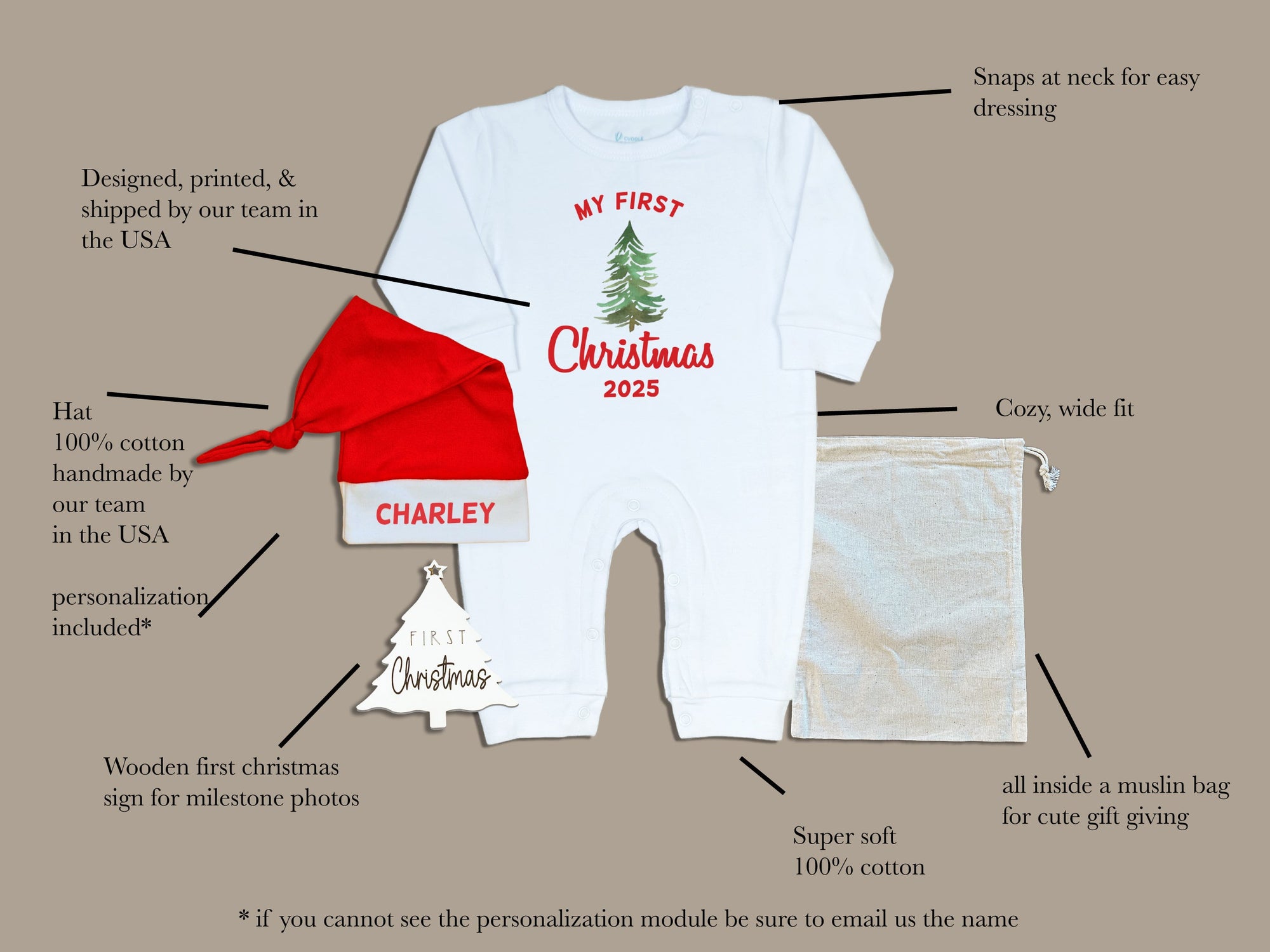 Cuddle Sleep Dream Romper Baby's 1st Christmas | Gift Bundle
