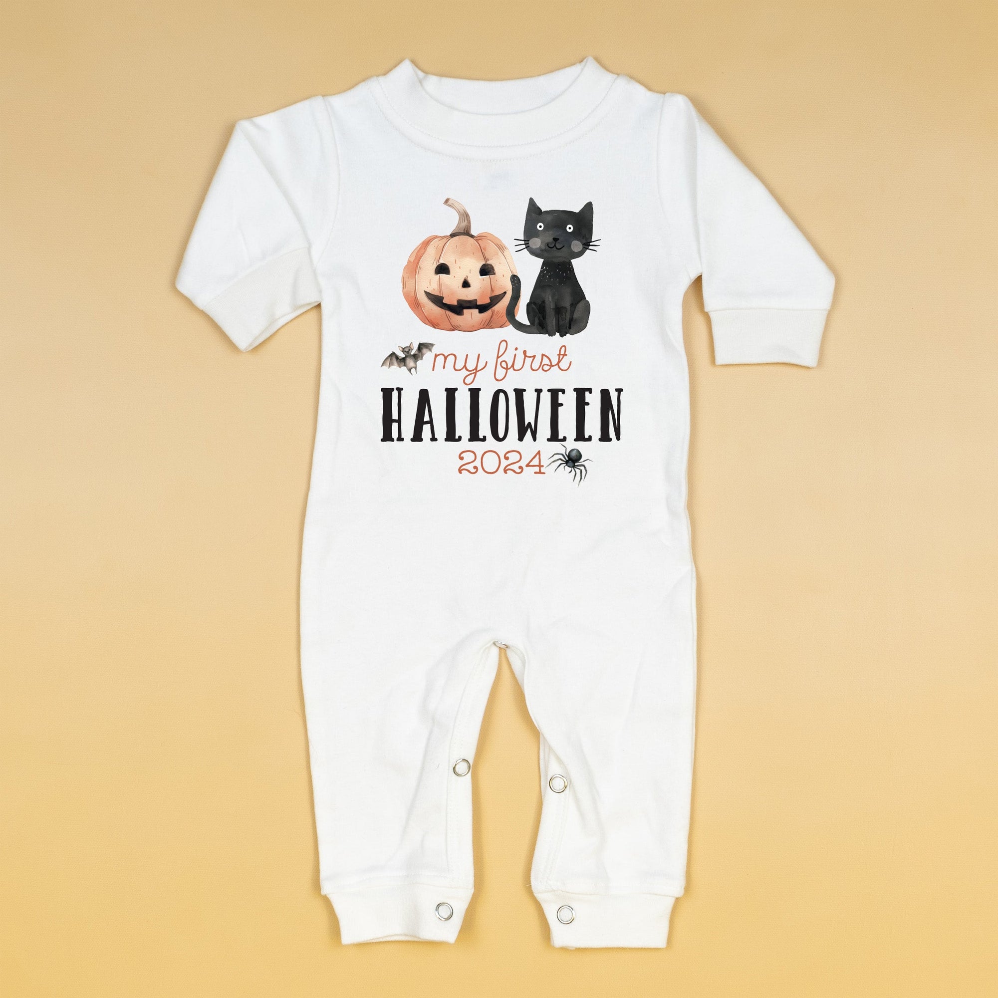 Cuddle Sleep Dream Baby's 1st Halloween | White Long Romper