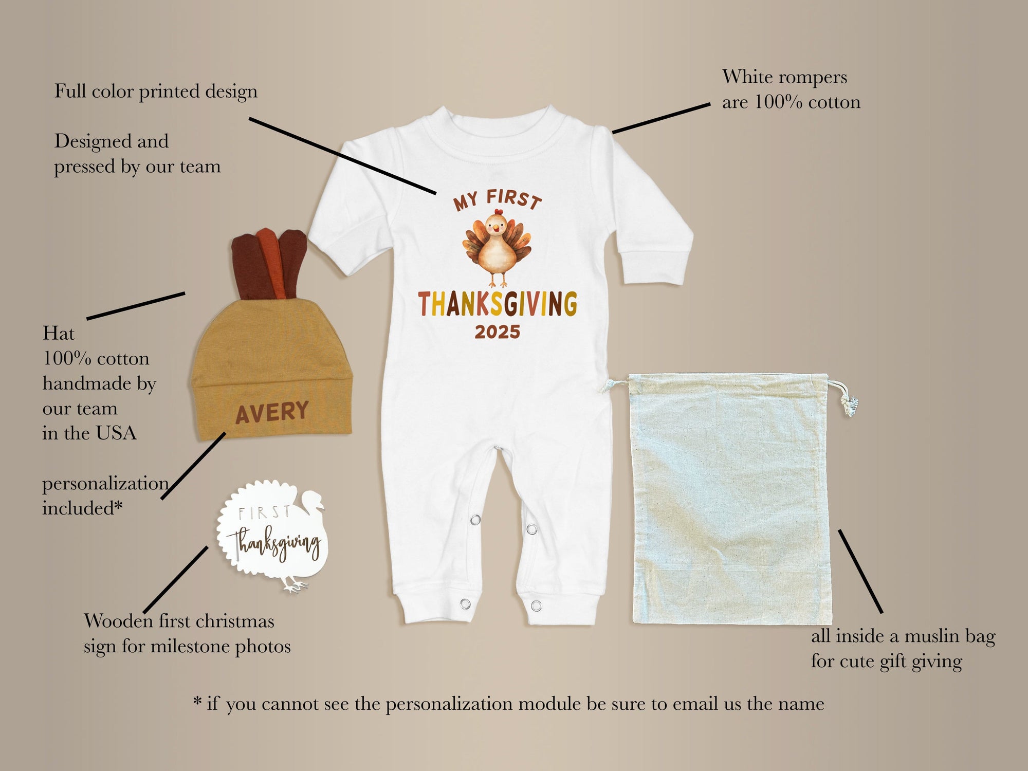 Cuddle Sleep Dream Romper Baby's 1st Thanksgiving | Gift Bundle