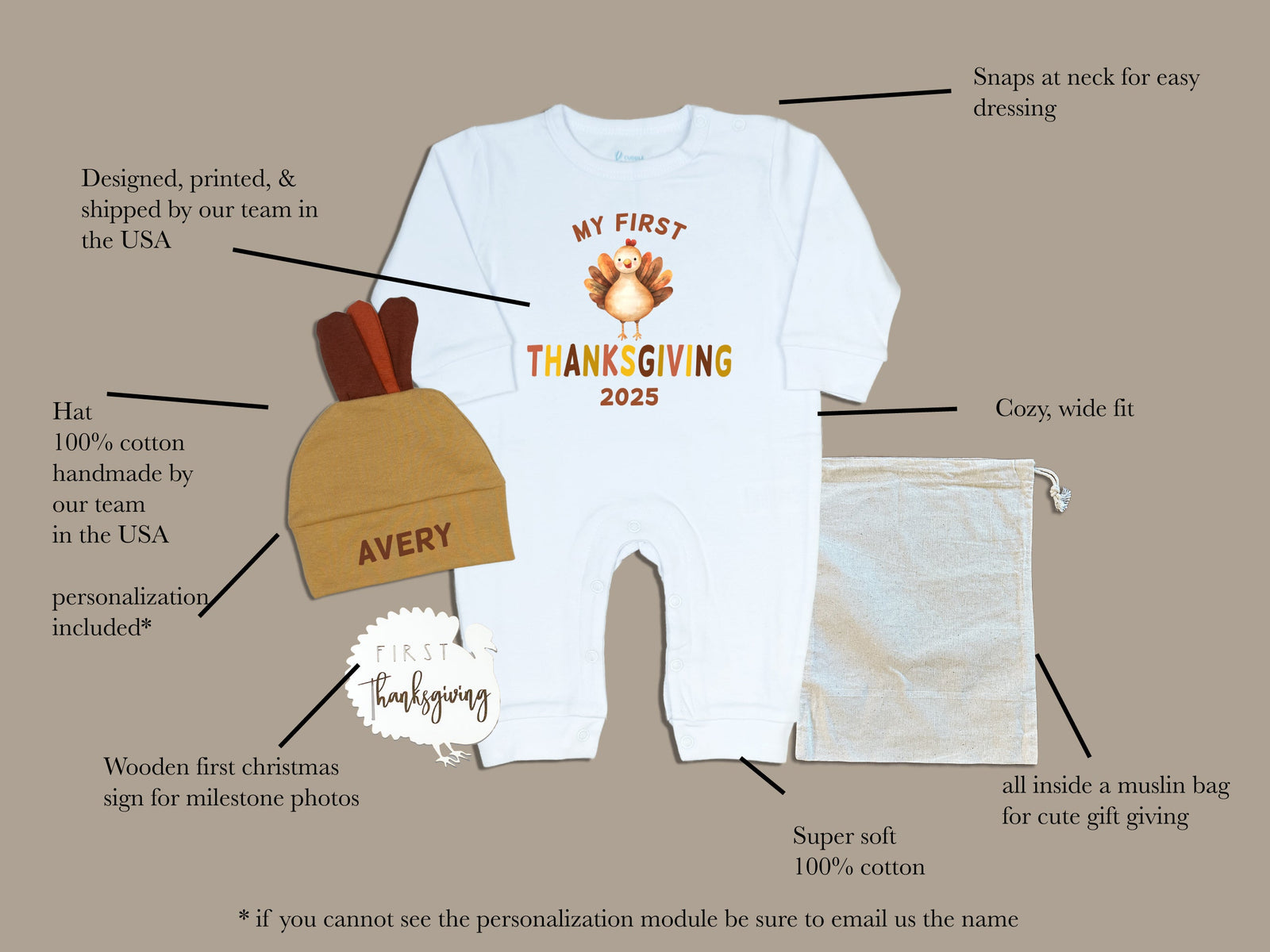 Cuddle Sleep Dream Romper Baby's 1st Thanksgiving | Gift Bundle