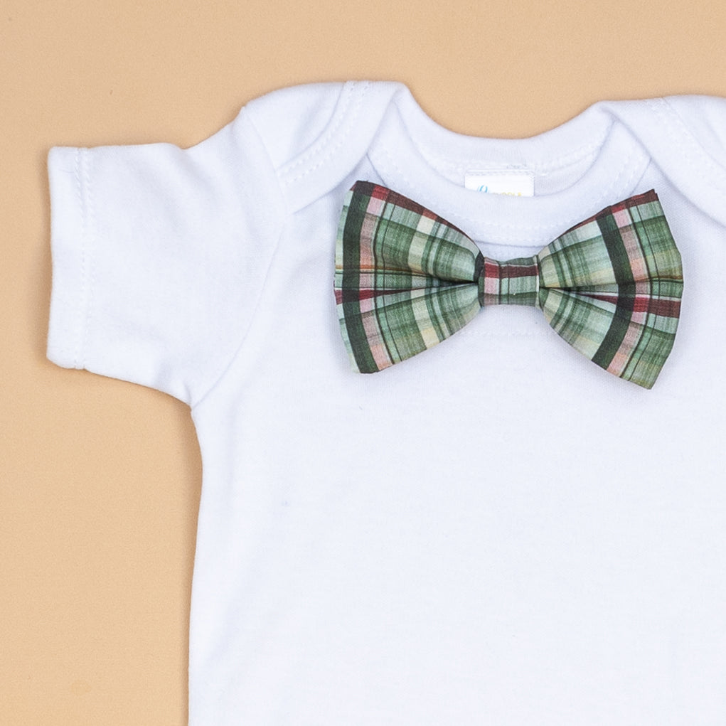 Cuddle Sleep Dream Bowtie Bodysuit Green Christmas Plaid Bowtie Bodysuit