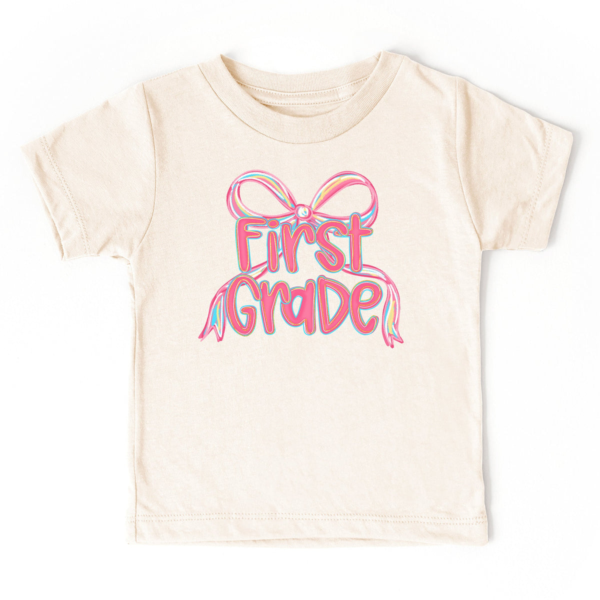 Cuddle Sleep Dream Graphic Tee 5/6 Short Sleeve / 1st Grade Back to School Bows | Natural Tshirt