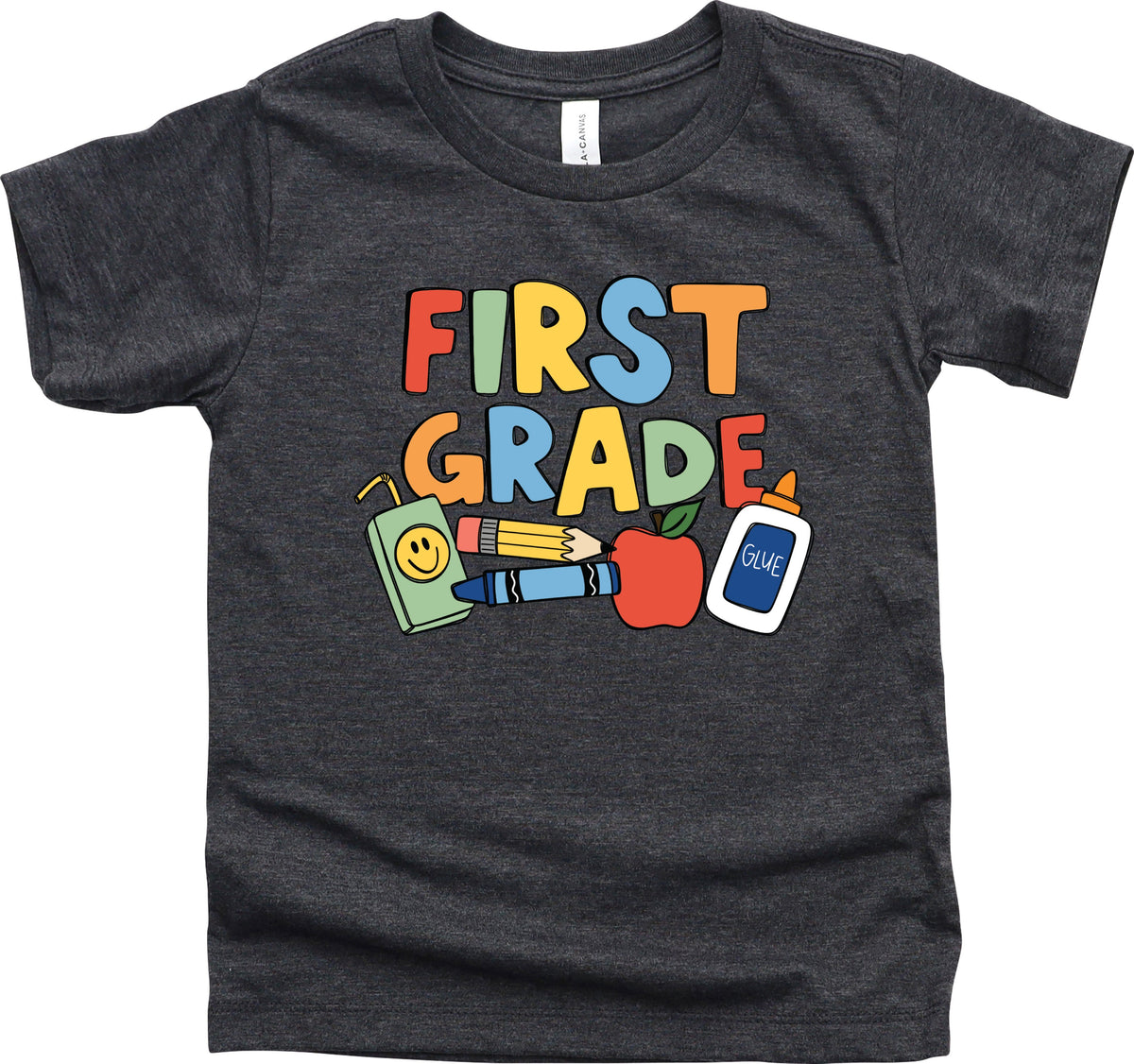 Cuddle Sleep Dream Graphic Tee 1st Grade / 5t Short Sleeve Back to School Doodle | Dark Heather Gray Tshirt