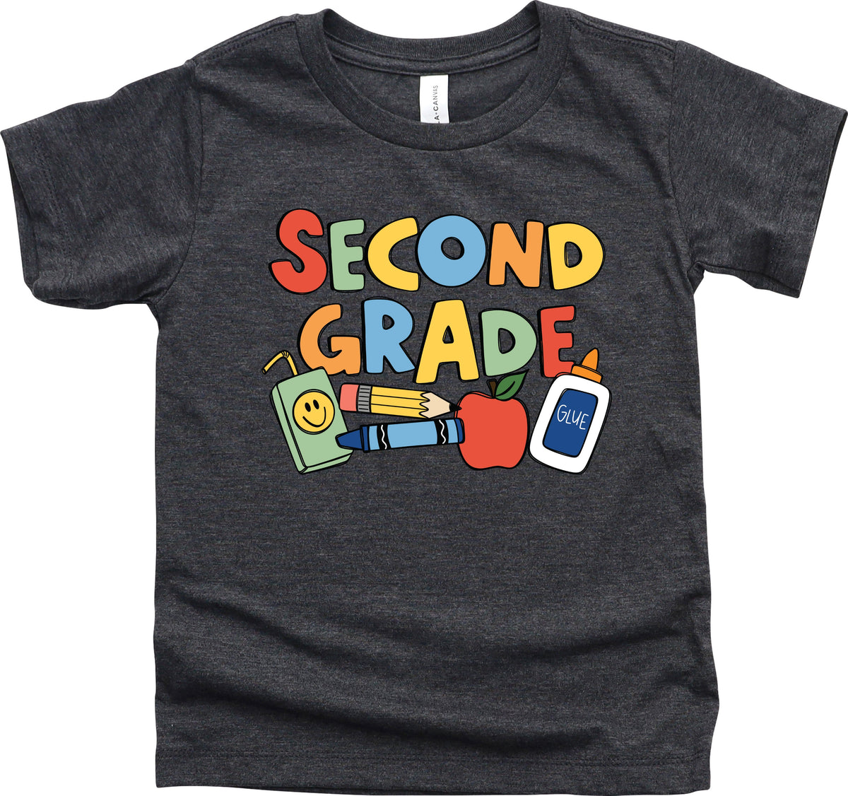 Cuddle Sleep Dream Graphic Tee 2nd Grade / 5t Short Sleeve Back to School Doodle | Dark Heather Gray Tshirt