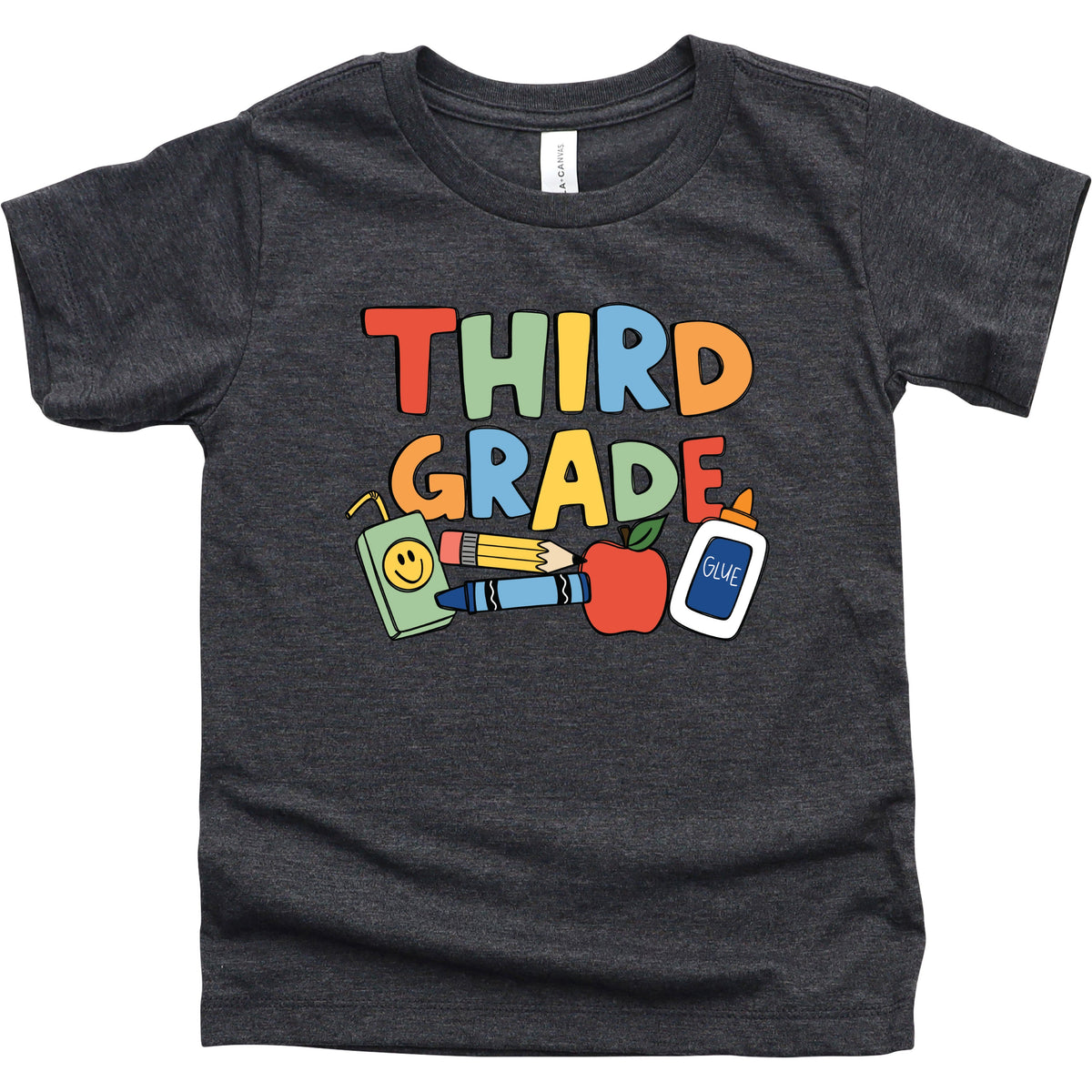 Cuddle Sleep Dream Graphic Tee 3rd Grade / YS (6-8) Short Sleeve Back to School Doodle | Dark Heather Gray Tshirt