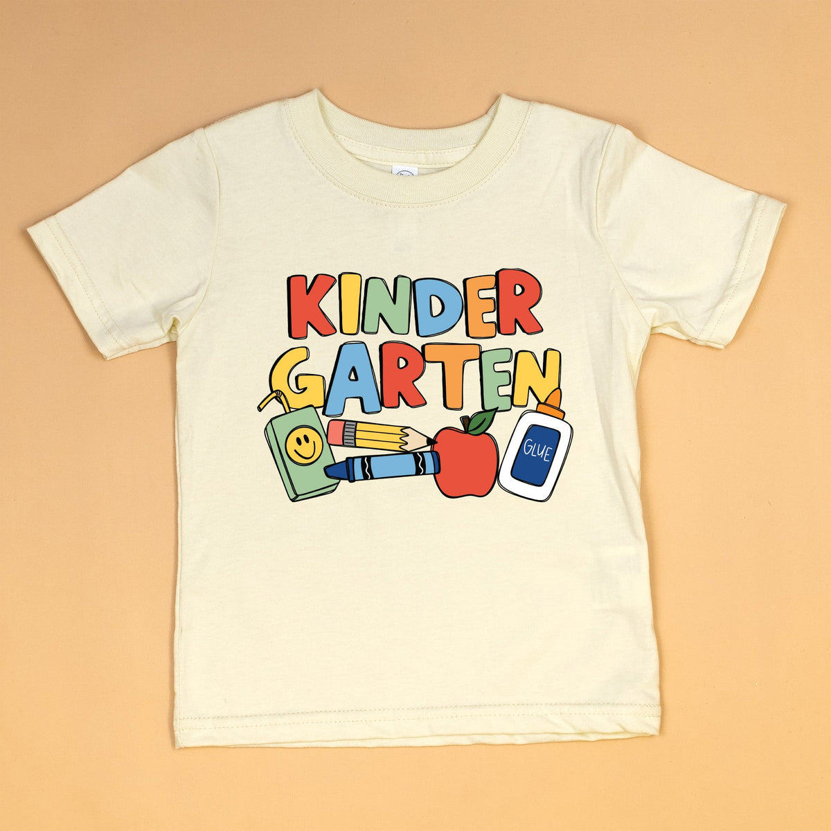 Cuddle Sleep Dream Graphic Tee Kindergarten / 3t Short Sleeve Back to School Doodle | Natural Tshirt
