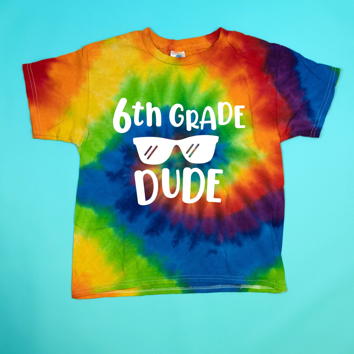 Cuddle Sleep Dream Graphic Tee 6th Grade / YS (6-8) Short Sleeve Back to School Dude | Rainbow Tie Dye Tshirt