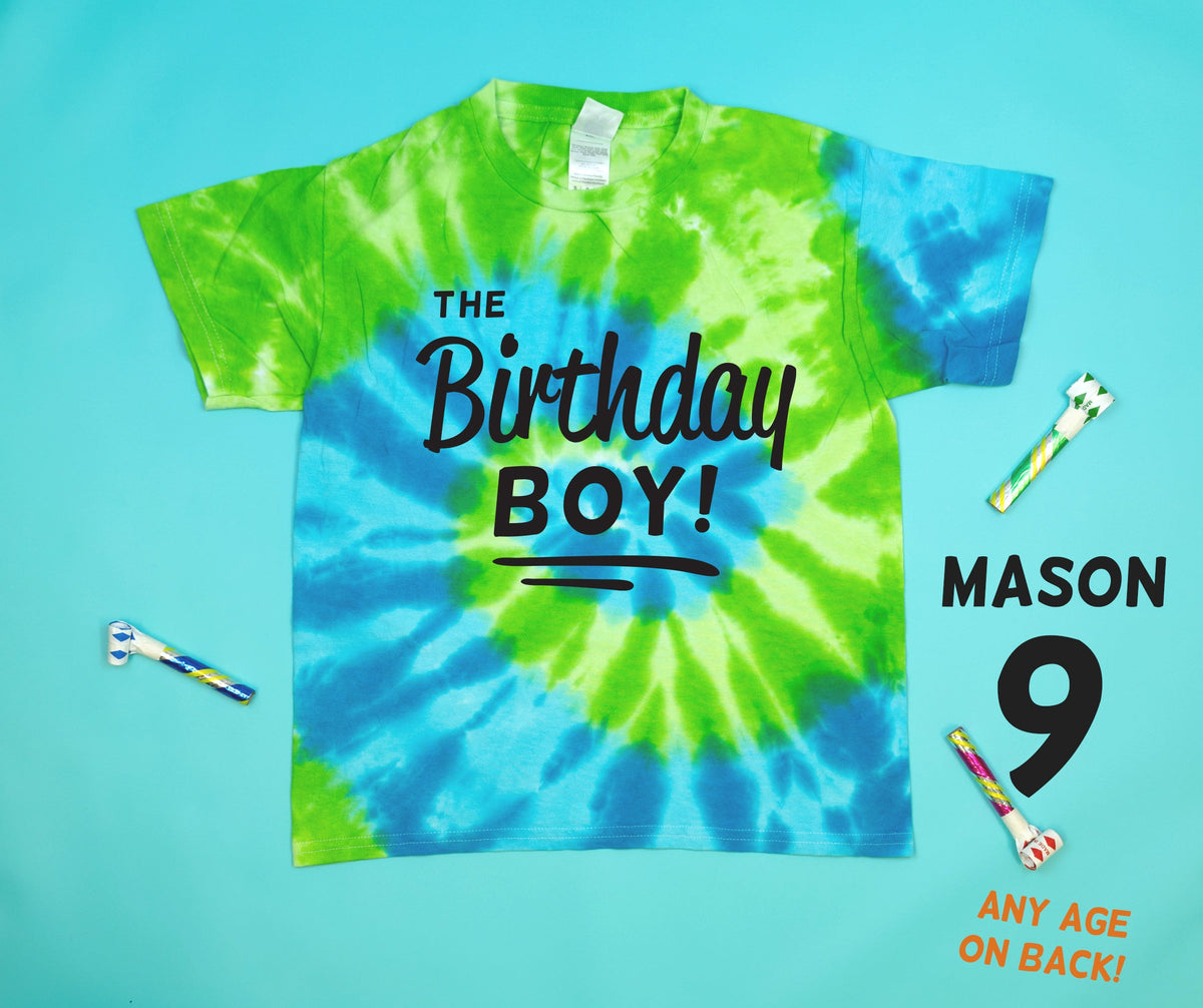 Cuddle Sleep Dream Graphic Tee Aqua / Lime / YS (6-8) Short Sleeve Birthday Boy (Any Number) | Tie Dye Tshirt