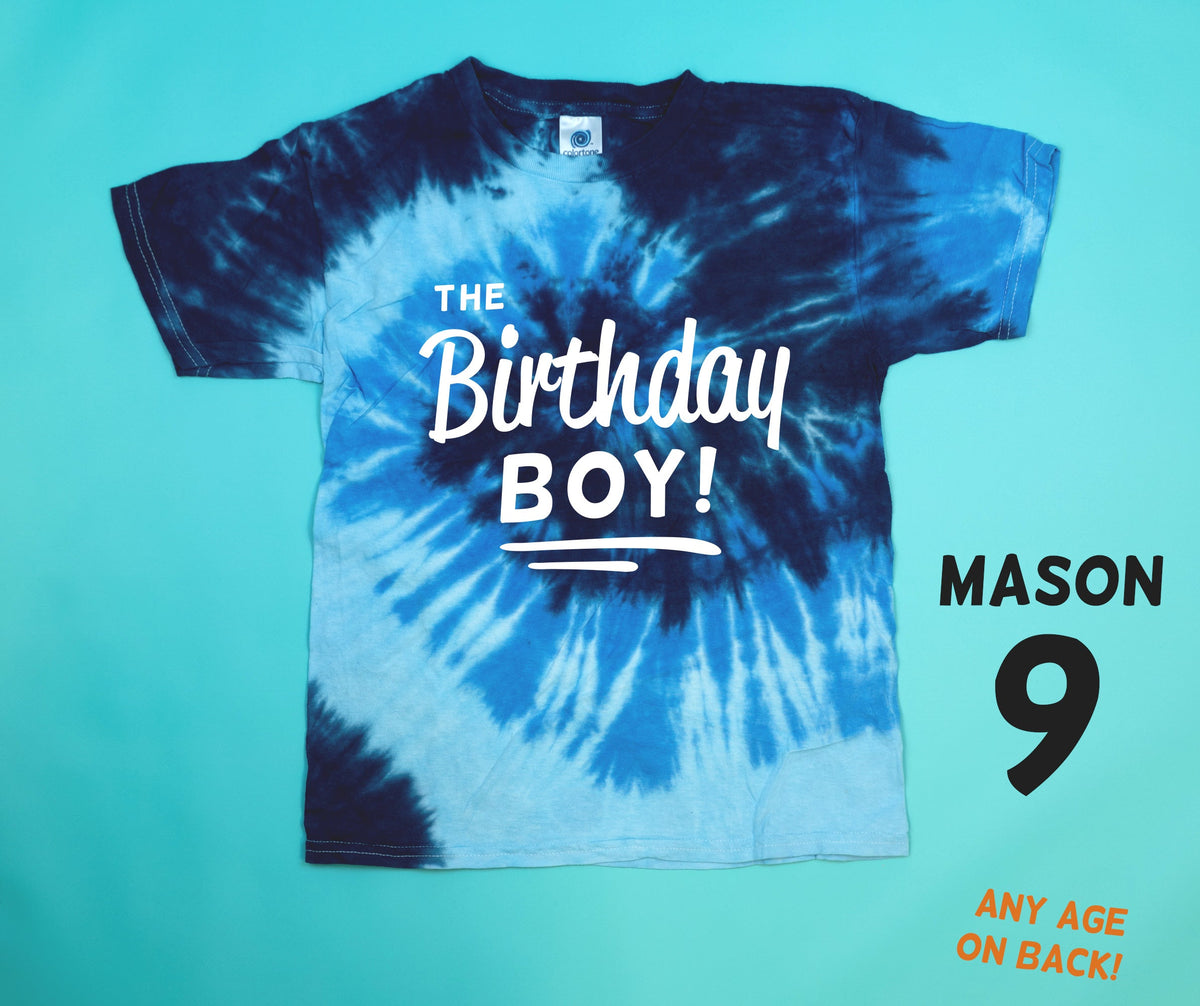 Cuddle Sleep Dream Graphic Tee Dark &amp; Light Blue / YS (6-8) Short Sleeve Birthday Boy (Any Number) | Tie Dye Tshirt