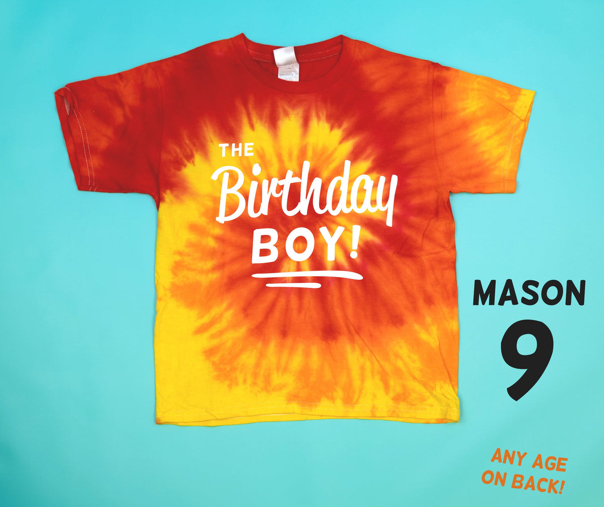 Cuddle Sleep Dream Graphic Tee Red / Orange / YS (6-8) Short Sleeve Birthday Boy (Any Number) | Tie Dye Tshirt